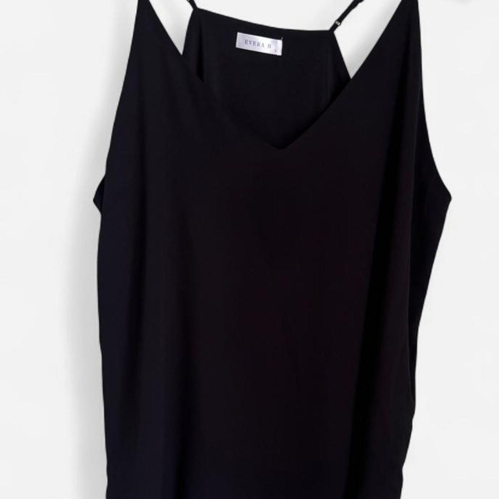 EVERA B Black Chiffon Cami Tank Top SizeL